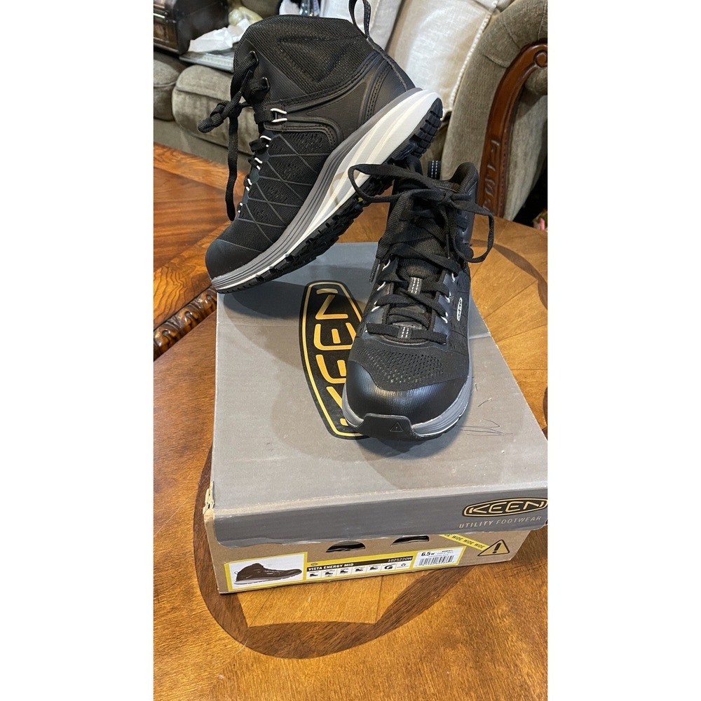 KEEN Vista Energy Mid Work Shoes Womens‎ 6.5 Wide EH Safety Toe Black